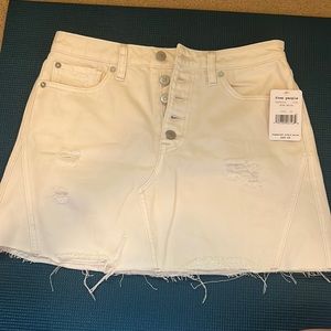 NWT Free people white distressed jean skirt 29